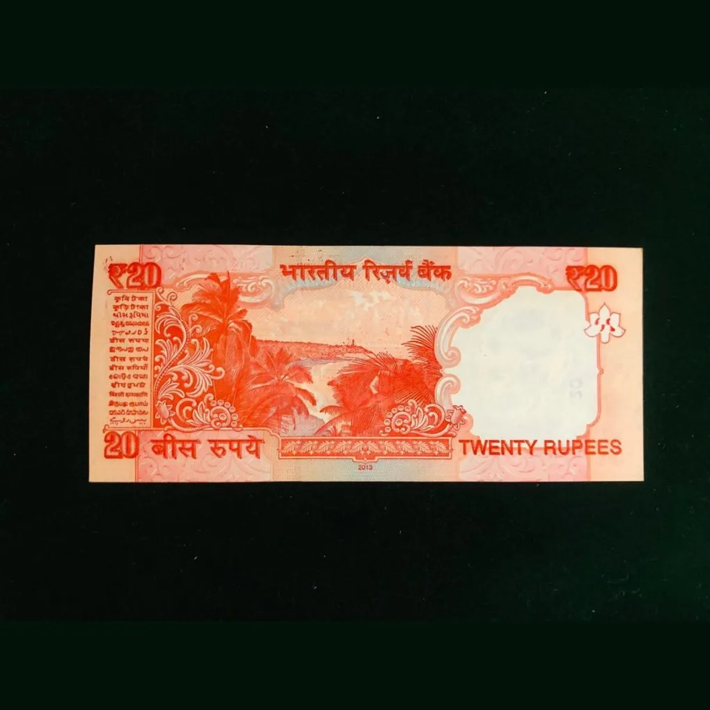 Rs 20 India Banknote Solid Fancy Number 999999 Gem Unc Top Collection Small Font