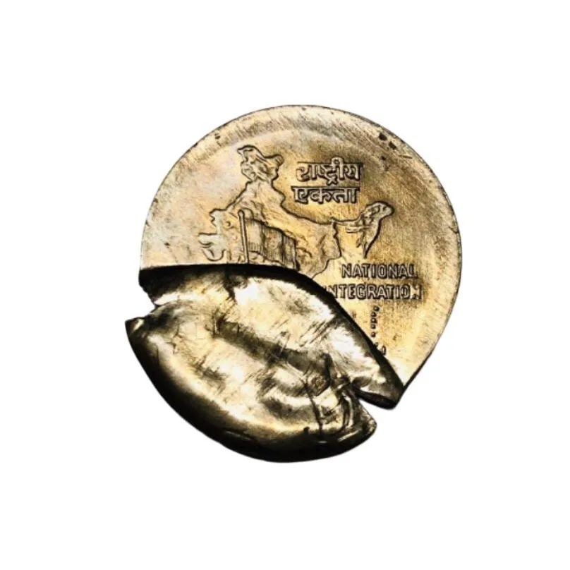 Rs 2 Copper Nickel Massive Error Multiple Strike 2004 Issue National Integration Unique and Rare