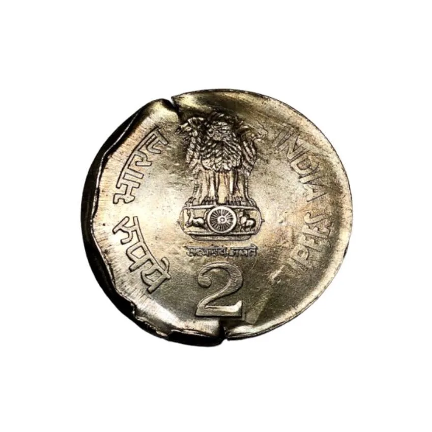 Rs 2 Copper Nickel Massive Error Multiple Strike 2004 Issue National Integration Unique and Rare