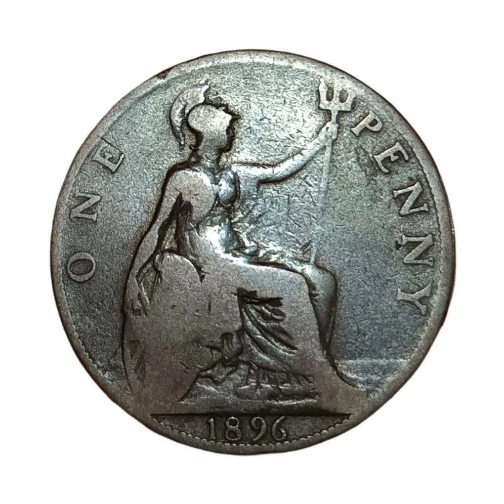 Great Britain Copper One Penny Year 1896 Queen Victoria **Rare** Collectable Grade.