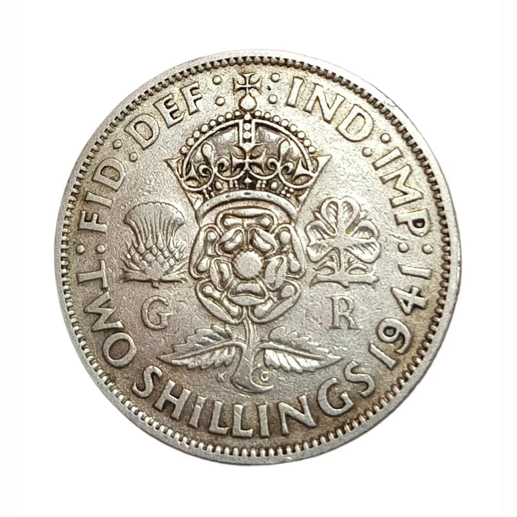 Great Britain Silver Two Shillings Year 1941 King George-VI Collectable Grade.
