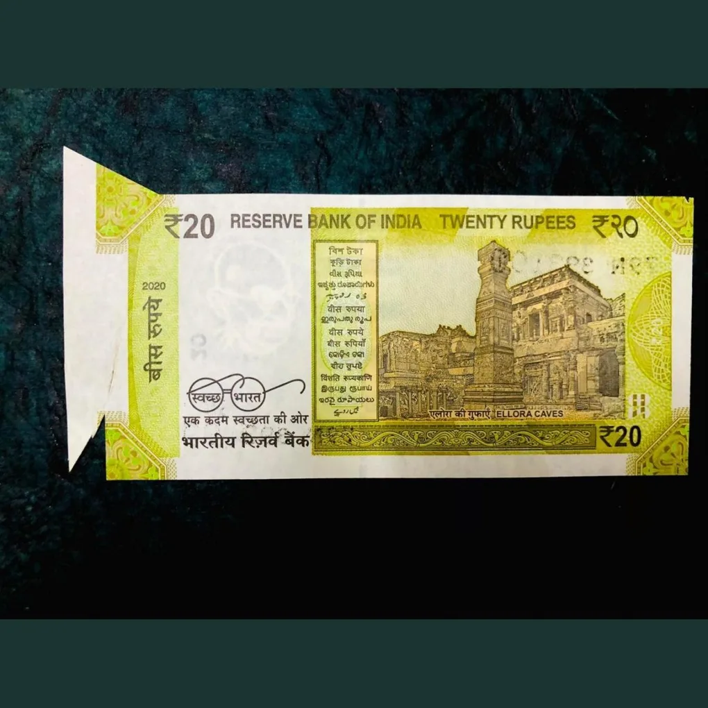 Rs 20 India Banknote Error Extra Paper Butterfly Error Very Unique Latest Issue Unique and Rare