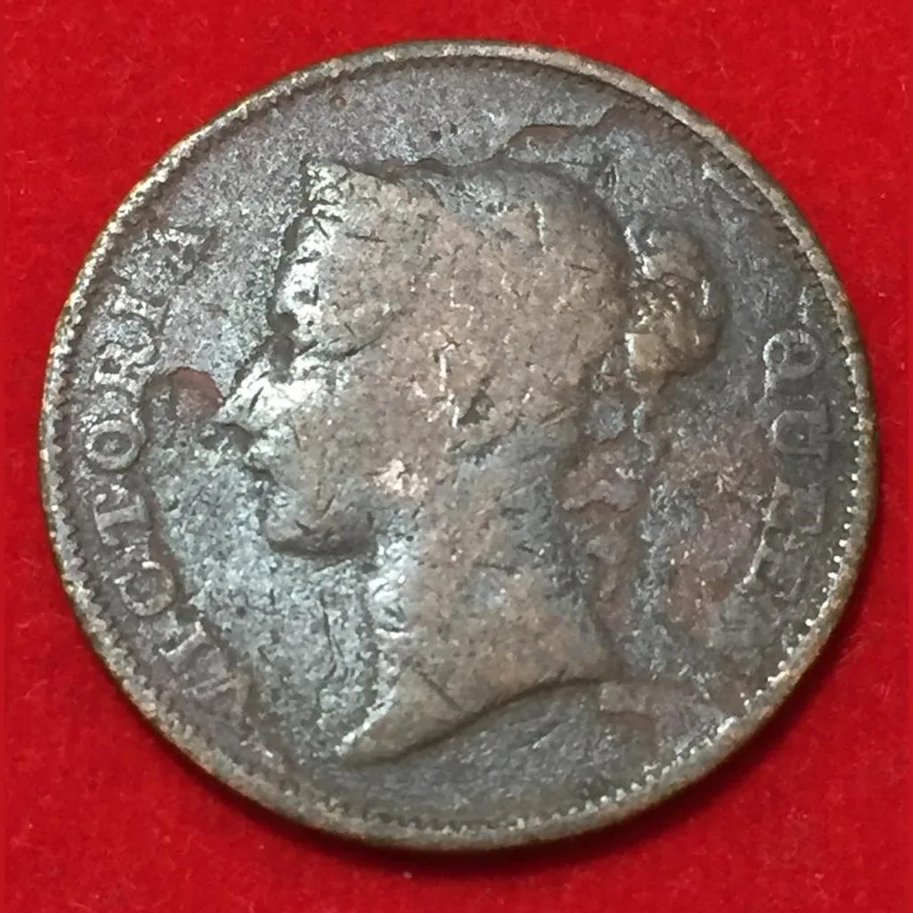 Straits Settlements 1 Cent - Victoria 1845 Rare Coin #B119