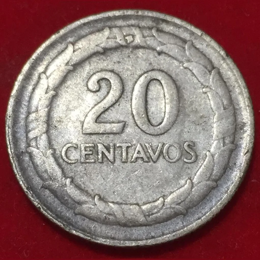1951 Colombia 20 Centavos Silver Coin #F24