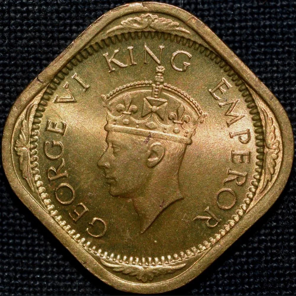 Nickel-Brass 1/2 Anna of George VI (AD 1942) of Bombay Mint in UNC Grade Rare