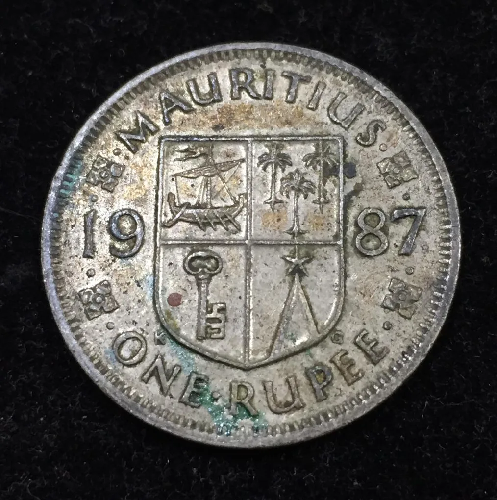 Mauritius 1 Rupee 1987 Rare Old Coin #L-392