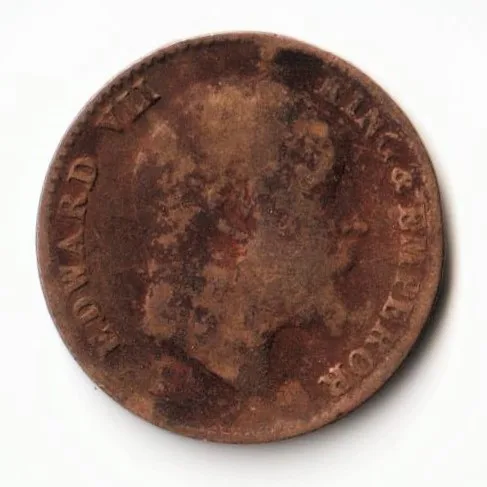 Rare 1/12 Anna 1910 Bronze Standard Circulation Coin of King Edward VII British India Coinage