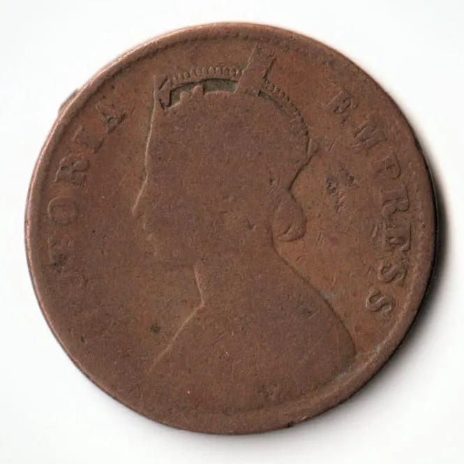 Rare One Quarter Anna 1895 Copper Coing Victoria Ganga Singh Princely State of Bikaner