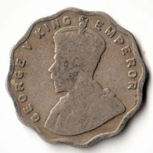 Rare One Anna 1918 Copper-Nickel Coin of Bombay Mint King George V British India Coinage