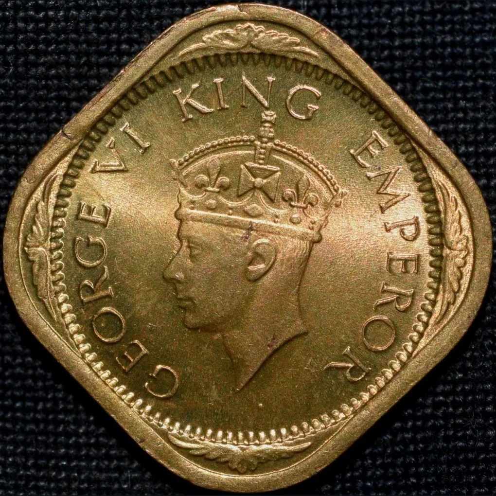 Nickel-Brass 1/2 Anna of George VI (AD 1942) of Bombay Mint in UNC Grade Rare