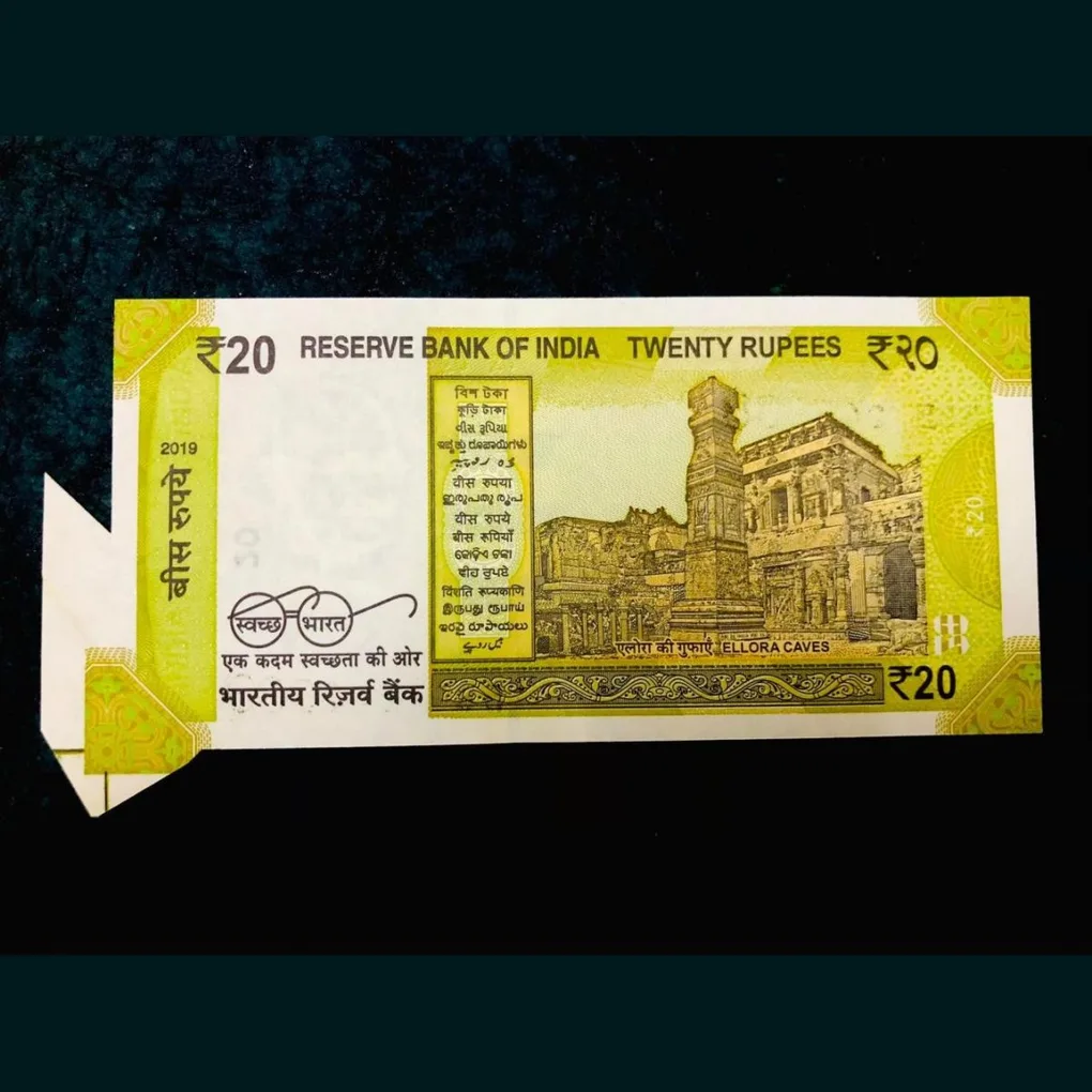 Rs 20 India Banknote Error Extra Paper Butterfly Error Very Unique Latest Issue
