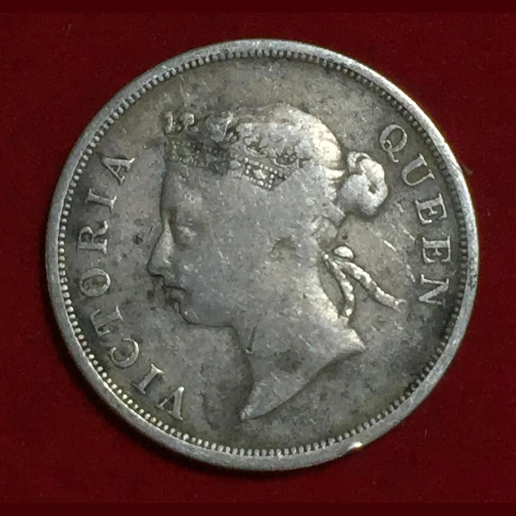 1896 Straits Settlement , British malaysia 50 cent Victoria Silver Very Rare Coin # o-5