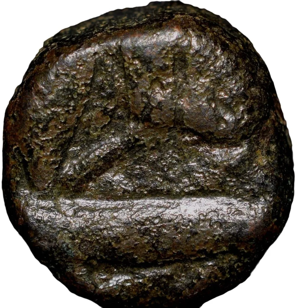 Copper 1/4 Dam of Akbar(AD 1556-1605) of Berar Mint ilahi Farwardin 4X