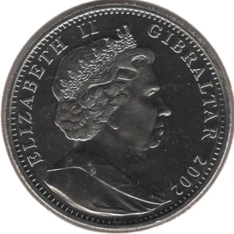 Gibraltar 1 Crown - Elizabeth II Christening of William 2002 Gem Unc With First Day Cover Mint Coin