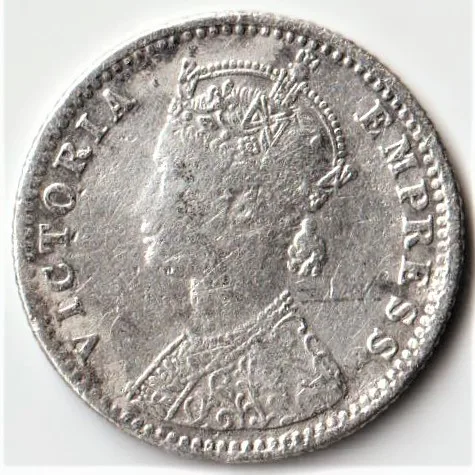 Rare 1/4 Rupee Key Date 1887 Silver British India Coin Victoria Empress
