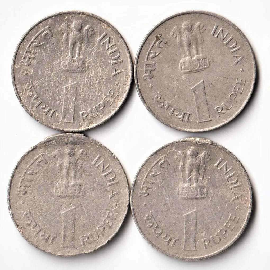 4 Coin Set of 1 Rupee 1889 To 1964 Nickel Coin Of Republic India Commemorative Coin