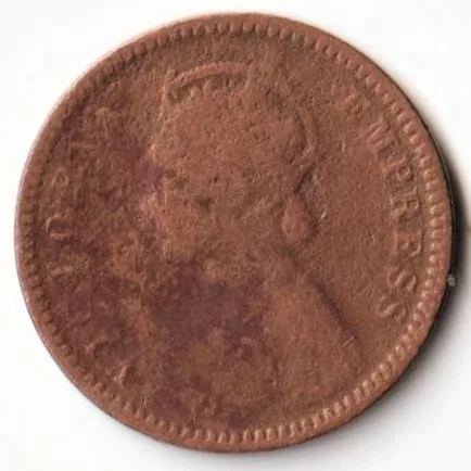 1/12 Anna 1895 Copper Coin of Victoria Empress British India Coinage