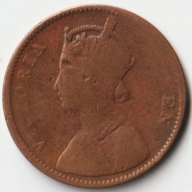 Extremely Rare One Quarter Anna 1862 Copper Coin of Queen Victoria British India Coinage