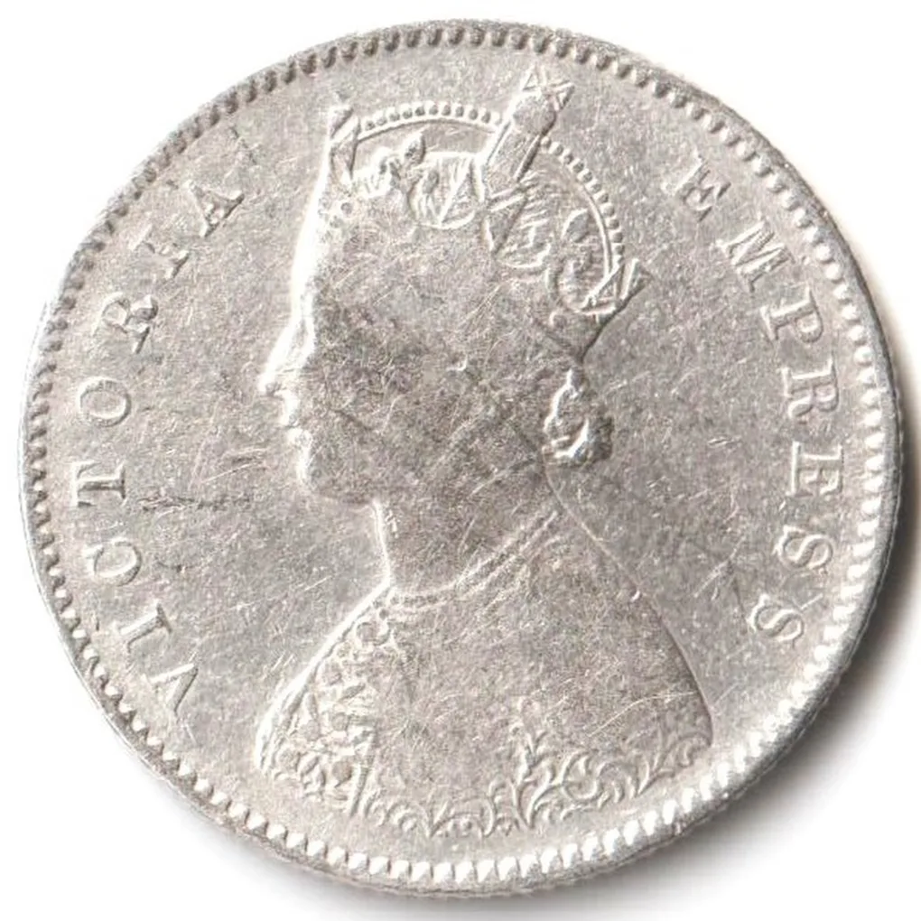 Half Rupee 1899 Calcutta Mint of Victoria Empress Scare Collectible British India Silver Coin