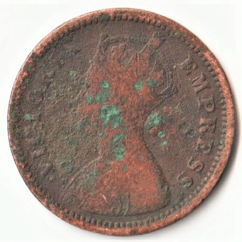Extremely Rare 1/2 Pice 1885 of Victoria Empress of Copper British India Coins