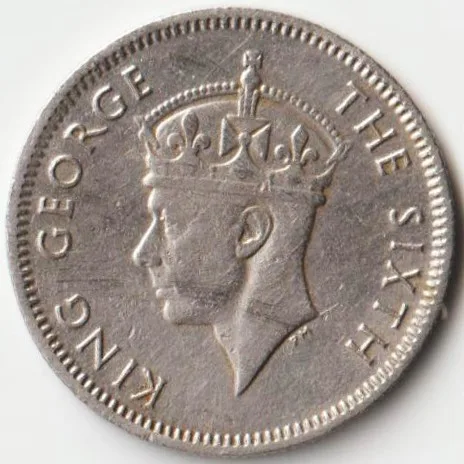 Malaya Ten Cents 1950 Copper-Nickel Coins of George VI Collectible Coins of Malaysia