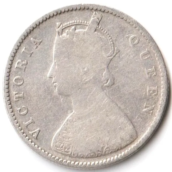 Rare Half Rupee 1862 of Queen Victoria Collectible British India Silver Coin