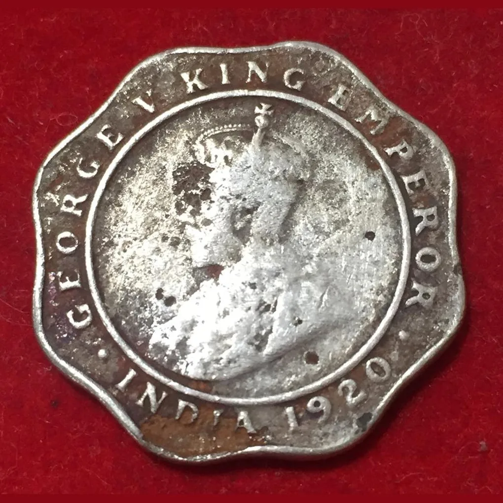 4 Anna's 1920 George V British India Rare Coin #N44