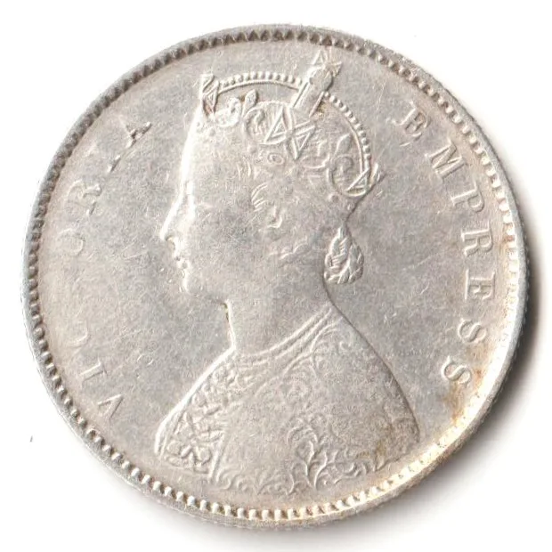 Rare Half Rupee 1893 of Calcutta Mint of Victoria Collectible British India Silver Coin
