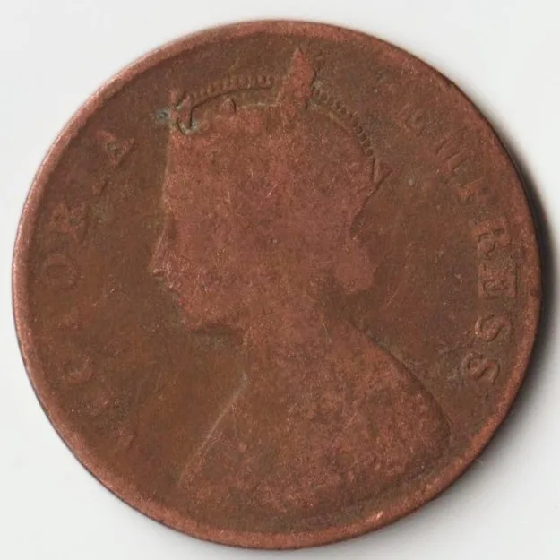 Extremely Rare and Fine One Quarter Anna 1901 Copper Coin of Victoria Empress British India Coinage