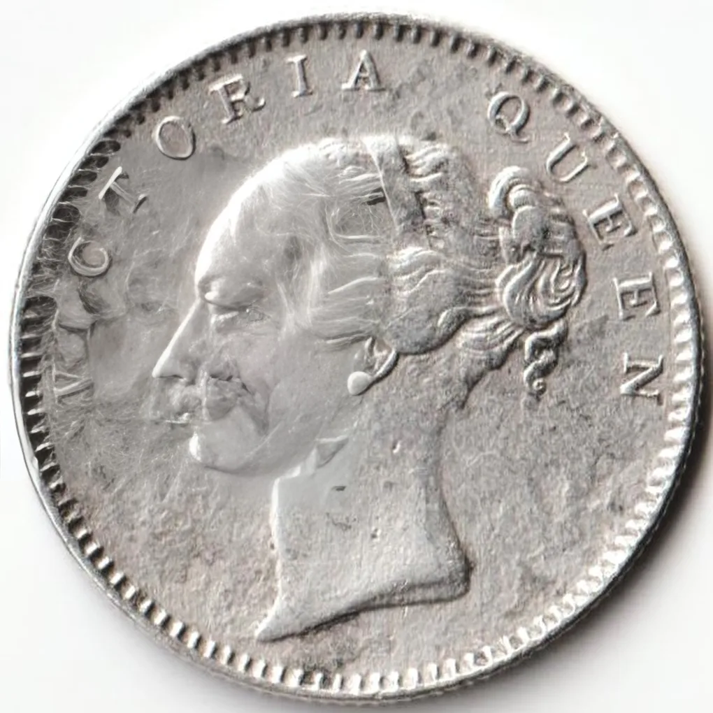 Extremely Rare Half Rupee 1840 Victoria Queen Continous Legend East India Company British India Coinage