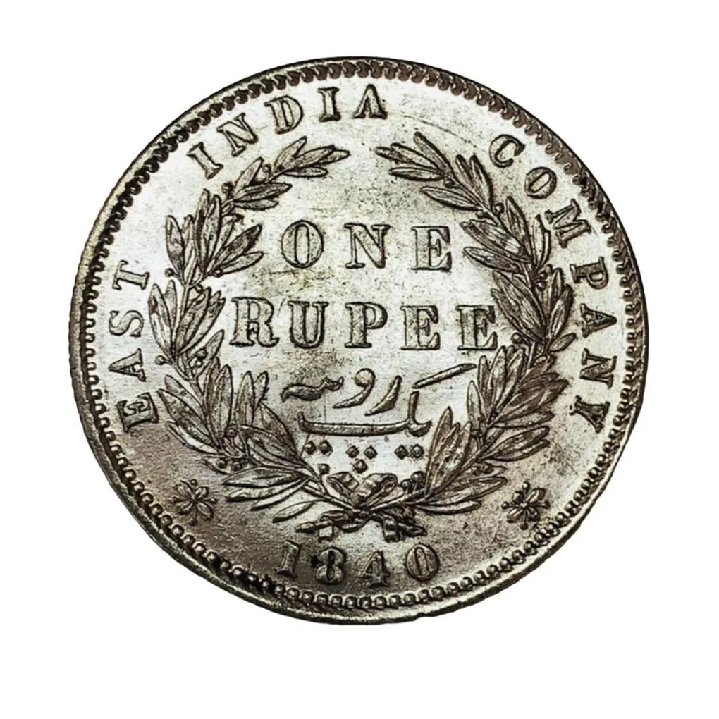 Rare One Rupee 1840 Victoria Queen British India Silver Coin Divided Legent Top Quality