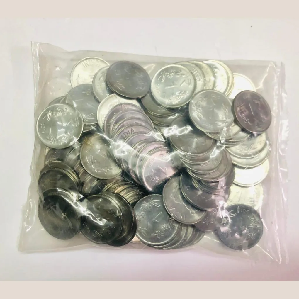 Rs 1 RBI Seal 100 Coin Pouch 2019 Mumbai Mint Top Luster Diamond Mark Definitive Issue
