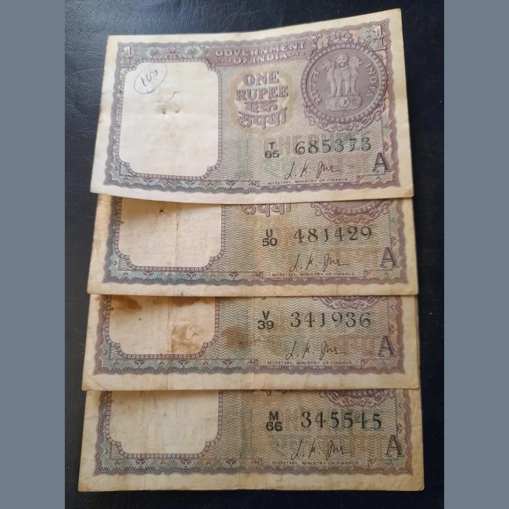 Rs 1 very rare note 1963signature L.K.jha 4 pieces (copy)