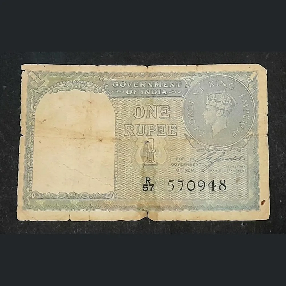 One Rs Groege Vi 1940 British of India Note B5