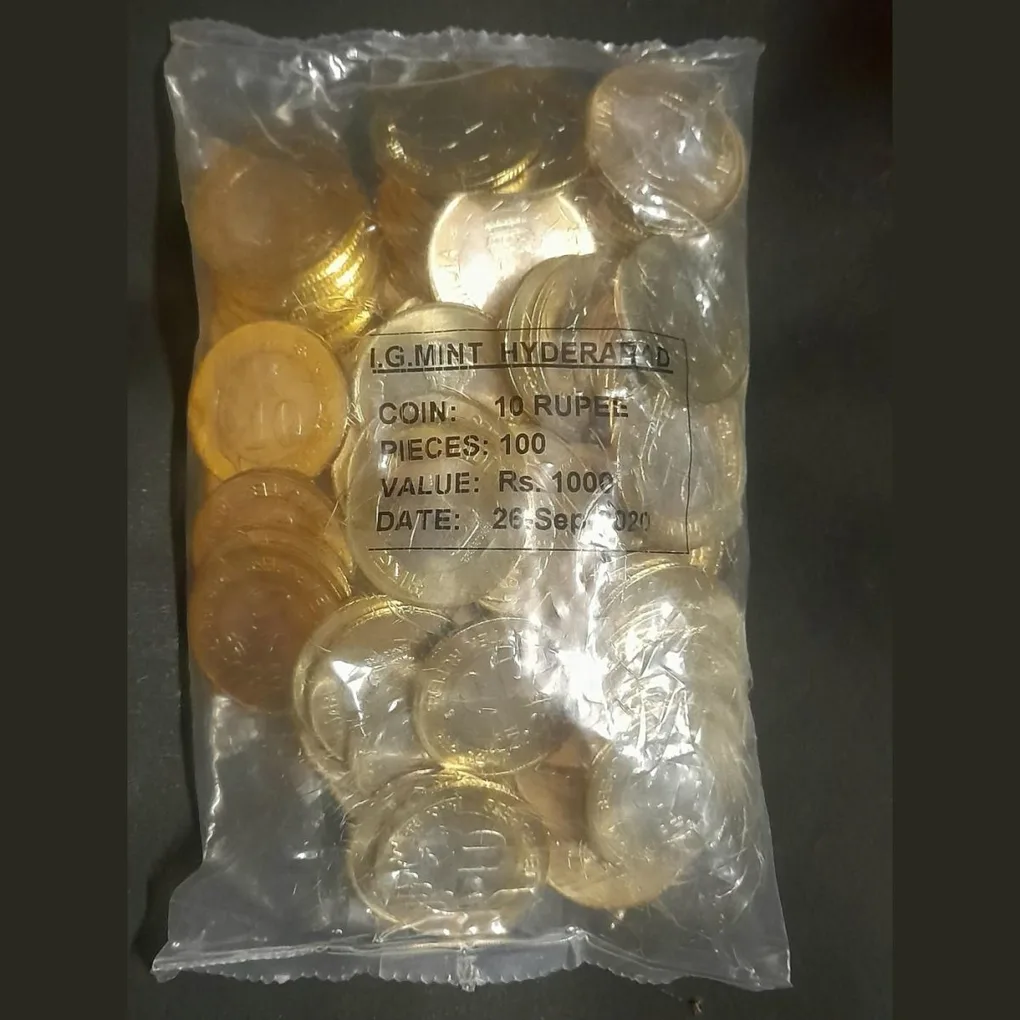 Ten Rs Scare Coin Pkt 2019 Hyderabad Mint RBI Sealed Packed Bunc pkt Scare Item