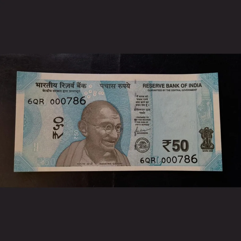 Reserve bank of india 50rs.note Gem unc 000786 (copy)