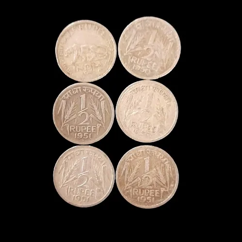 Half Rupee Scare Year 1950 51 10 Pcs Given Full Lot Given