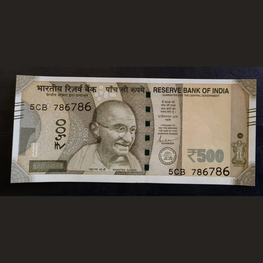 786 786 Holy number very rare note 500 rupees note excellent condition.