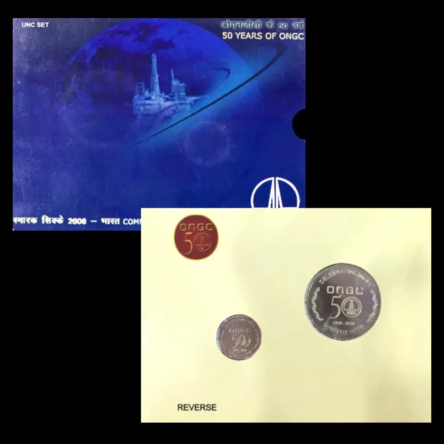 50 Years of ONGC UNC Set ,Silver Coin Set Mumbai Mint Issue