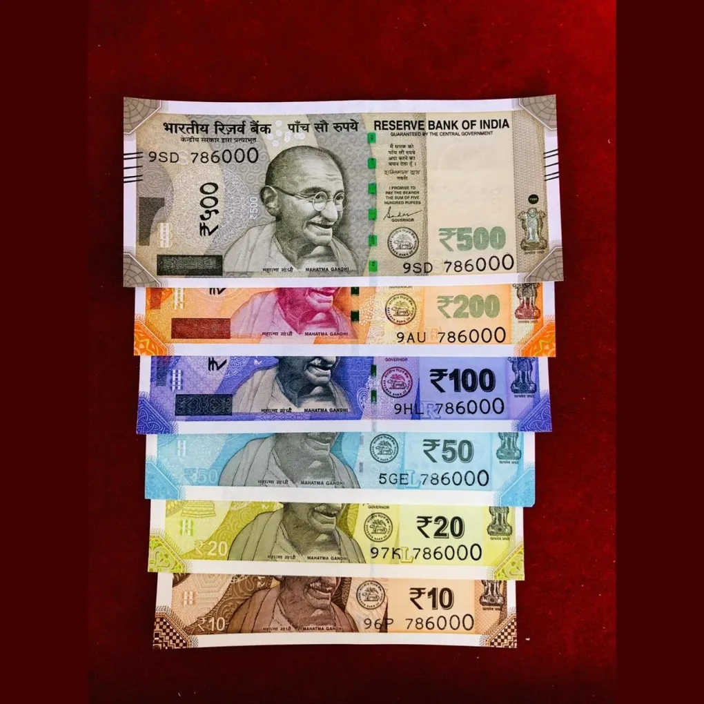 Rs 10 to 500 Fancy Number Set 786000 Gem UNC Complete Set