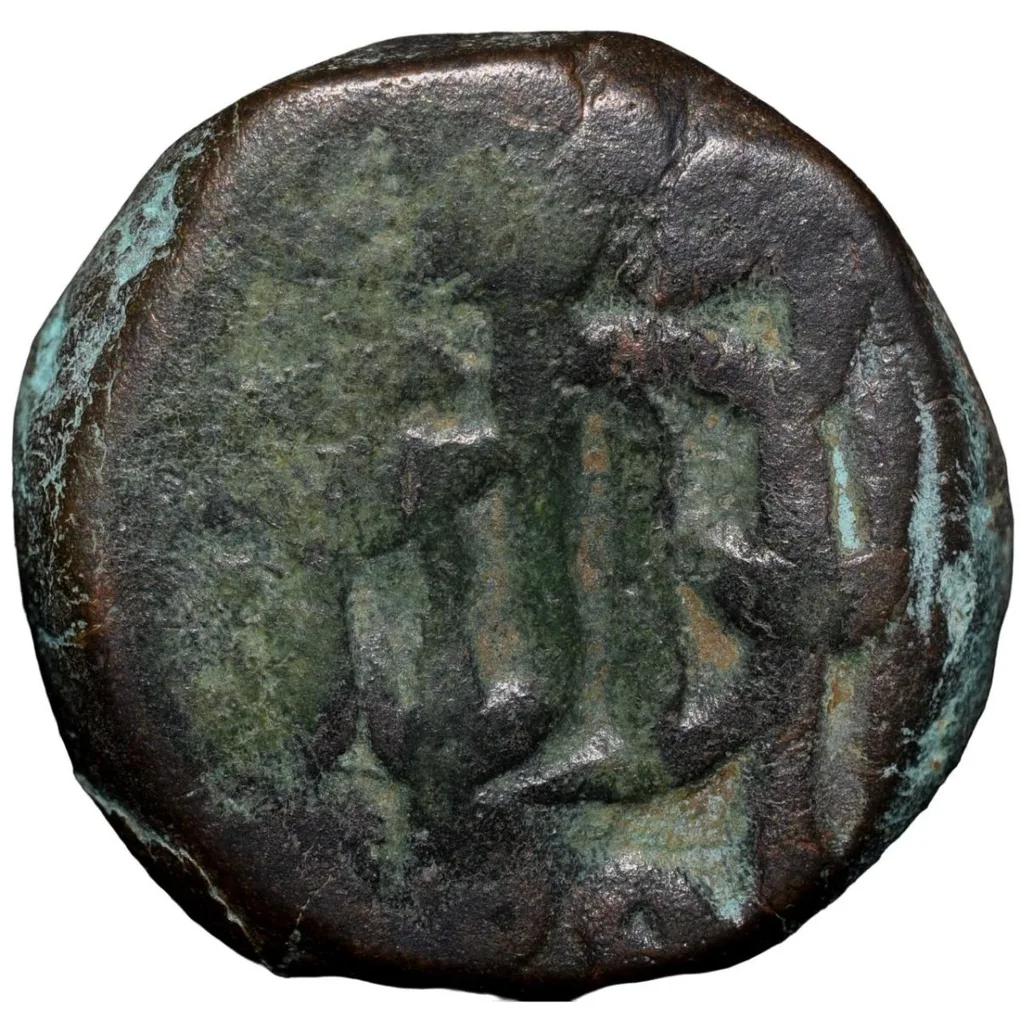 Rare Variety Copper Dam of Akbar (AD 1556-1605) of Alwar Mint KM 28.7