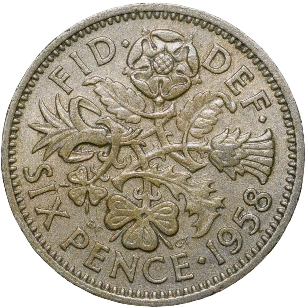 Old Copper-Nickel 6 Pence of Elizabeth II (AD 1958) of United Kingdom