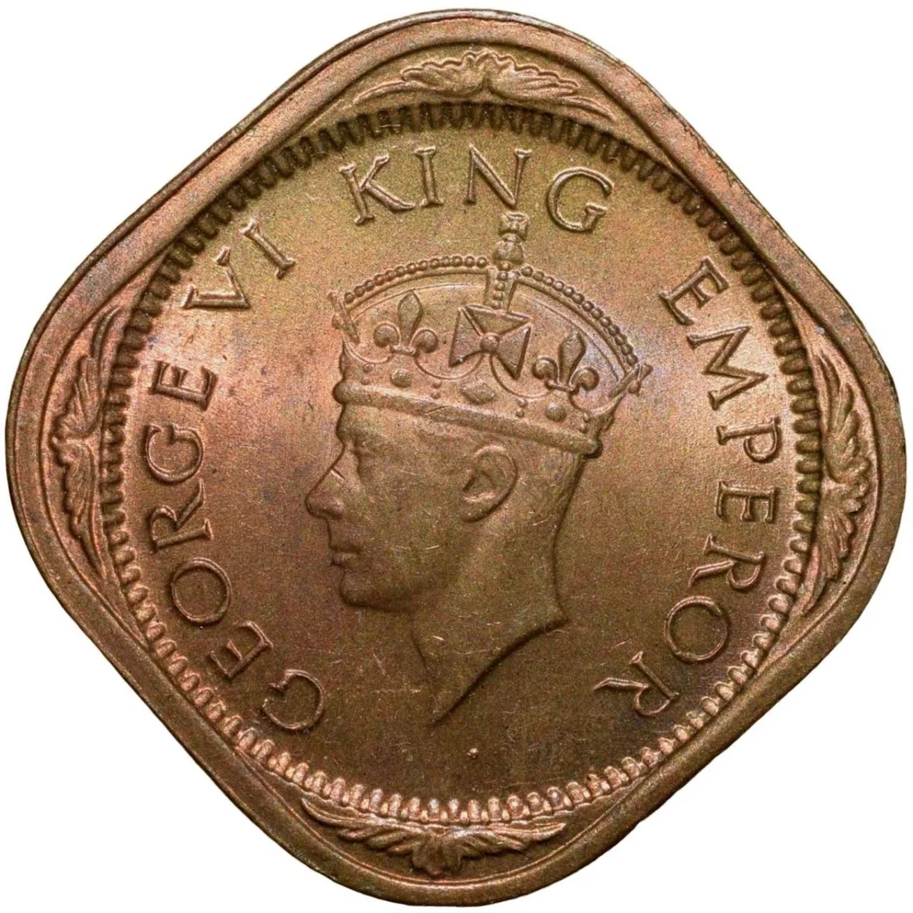 Nickel-Brass 1/2 Anna of George VI (AD 1942) of Bombay Mint in UNC Grade Rare
