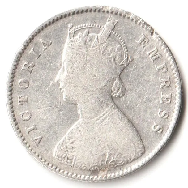 Rare Half Rupee 1896 of Calcutta Mint of Victoria Collectible British India Silver Coin