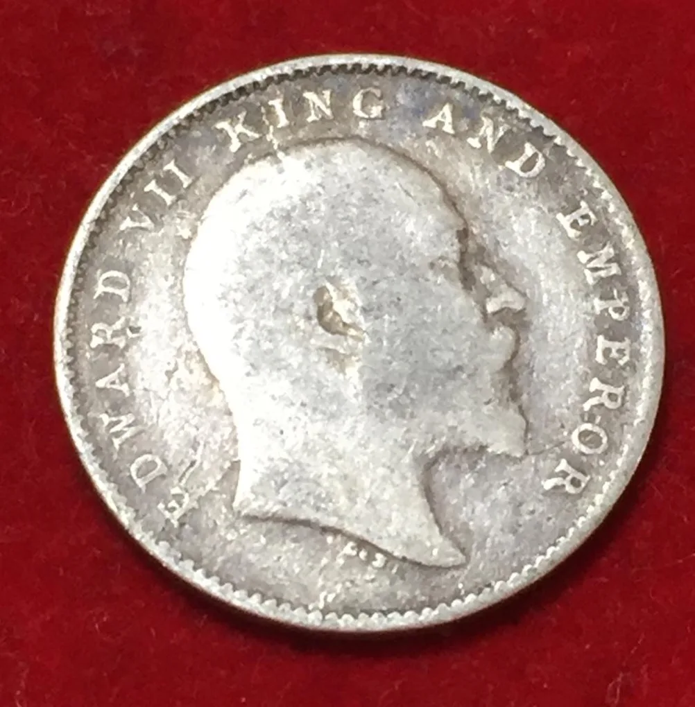 1907 India - British 2 Annas - Edward VII Rare Coin Lowest Price #N56