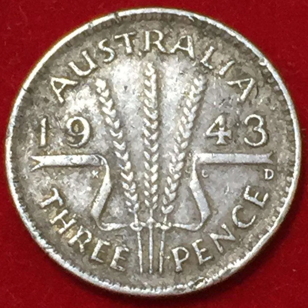 1943 Australia 3 Pence - George VI Silver Weight 1.41 g Coin #R122