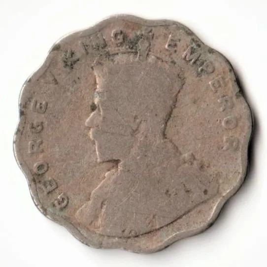 Rare One Anna 1919 Copper-Nickel Coin of Bombay Mint King George V British India Coinage