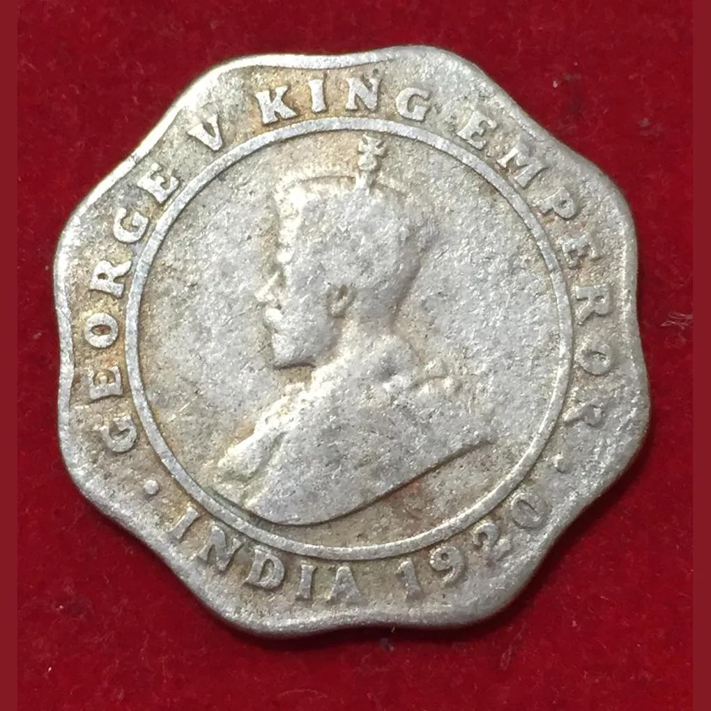 4 Anna's 1920 George V British India Rare Coin #N45