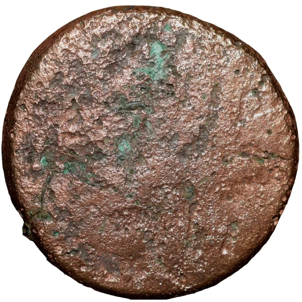 Copper 2/3 Gani of Amir Barid Shah (AD1504-42) of Bidar Sultanate Counter-Struck Type