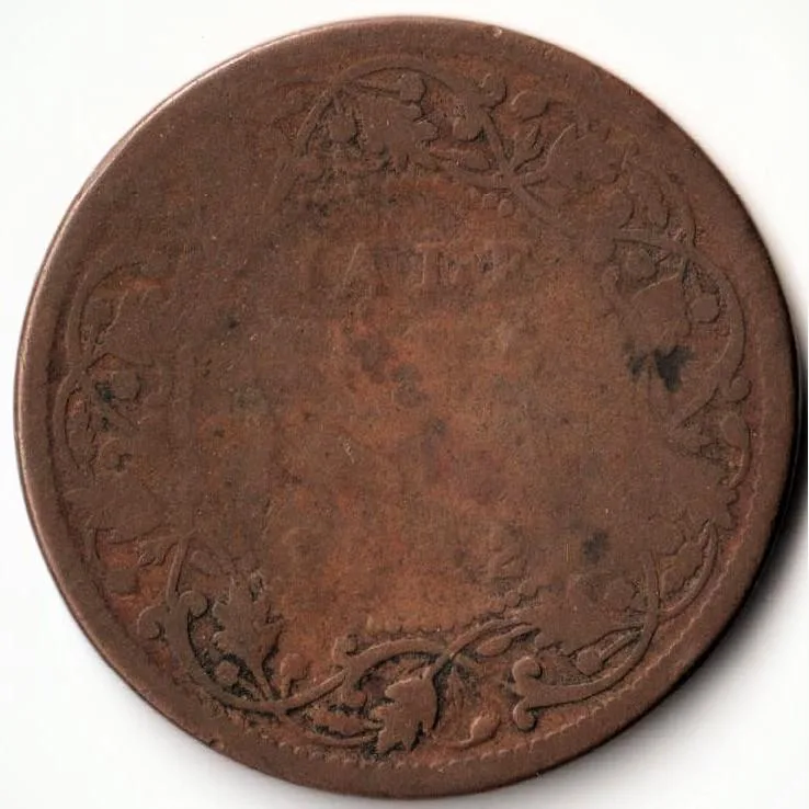 Rare 1/2 Half Anna Unknown Date Copper Coin of Victoria Queen British India Coinage